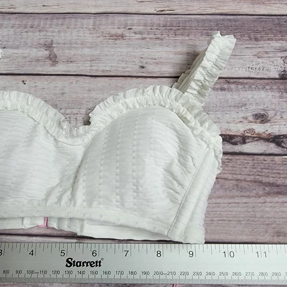 Stoney Clover Lane x Target Ruffle Bikini Swim Top White Women's Size XXS (00) - Picture 2 of 6
